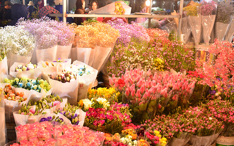 This flower market in Saigon primarily imports flowers from Da Lat and the Western regions